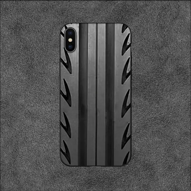 Black Tyre Tread Texture Phone Case For iPhone 11 12 Mini 13 14 Pro XS Max X 8 7 6s Plus 5 SE XR Shell