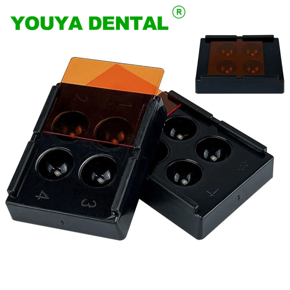 

Dental Veneer Box 4 Holes Teeth Patch Shading Light Storage Case Dentistry Membrane Tooth Box Denture Retainer Molar Box New