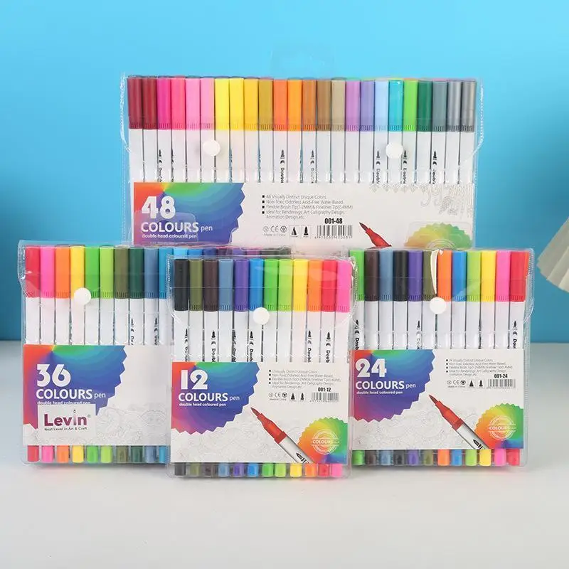 12- 120 Colors Markers Watercolor Brush Pens Set Smooth Writing Drawing Pens For Kids Student School Art Graffiti DIY Creation