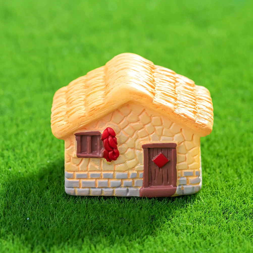 

3pcs Miniature Vintage Country Rustic Handcrafted Thatch Roof House Diy Garden Decorative Accessory Creative Moss Landscape