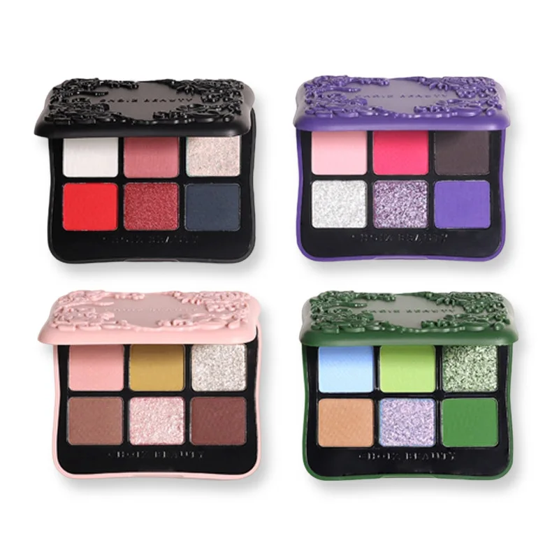 CHOIZ BEAUTY 6 Colors Eyeshadow Palette Matte Glitter Chameleon Red Black High Colors Goth Punk Lasting HalloweenEye Makeup