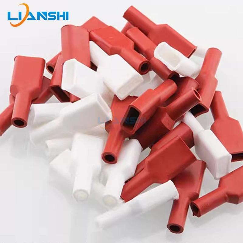 100pcs 6.3 spring straight insert flat mouth single wire silicone sheath 250 spring square silicone insulation sheath DR250-3.0