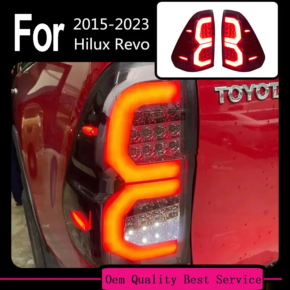 2Pcs LED Tail Light Rear Running Light+Brake+Reverse Lamp+ Amber Turn Signal Taillight Assembly For Hilux Revo Rocco 2015-2023