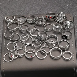 35 Pcs Gothic Ring Set for Men Women Trendy Joker Face Devil Smile Face Finger Ring For Daily Outfits Party Accessories Gifts