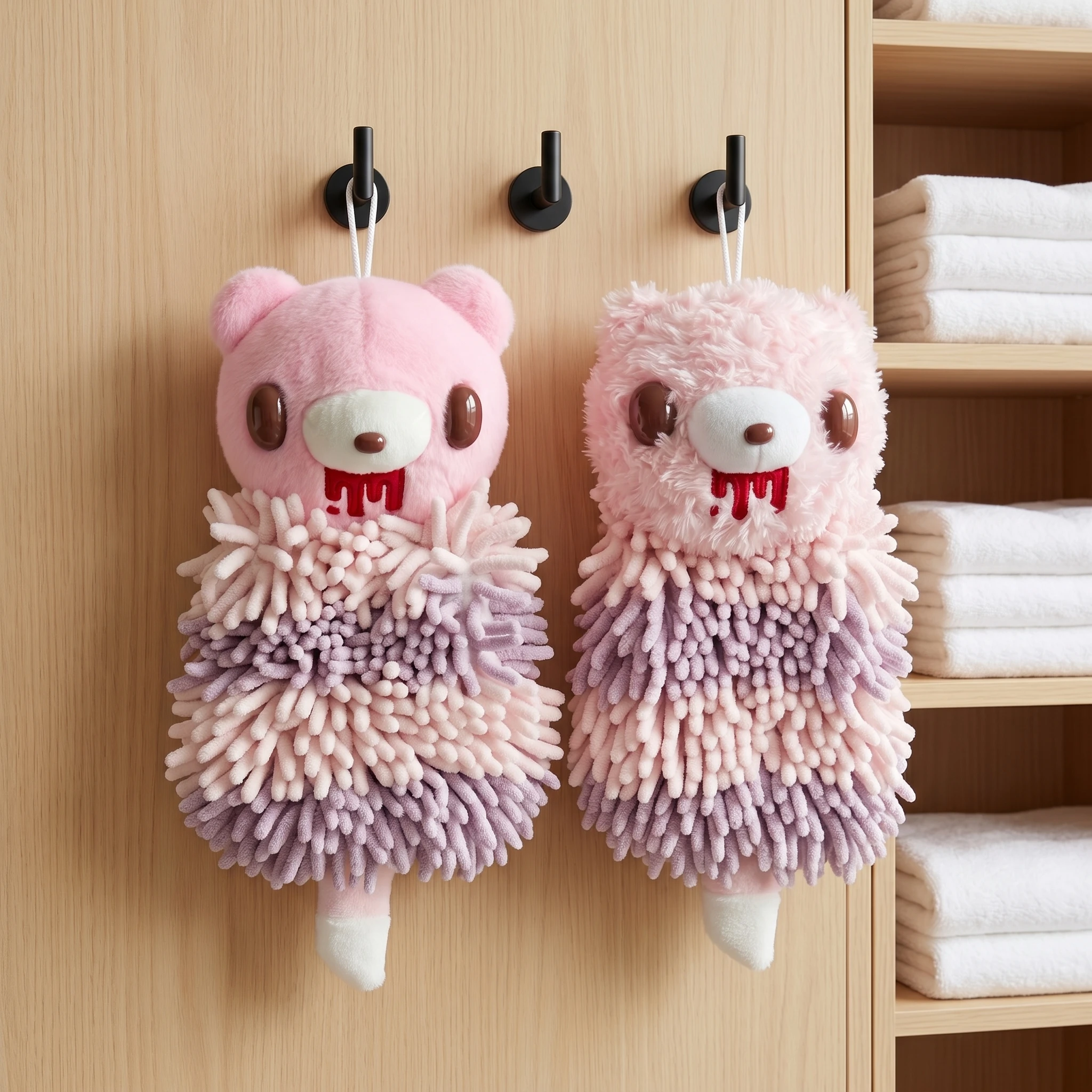 

Cute Bear Chenille Hand Towel, Ultra Absorbent Quick Dry Hanging Towel for Bathroom Kitchen