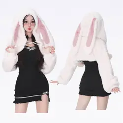 Japanese Sweet Lolita Knitted Sweater Dress Women Bow Pink Kawaii Party Mini Dresses Female Black Korean Fashion Dresses Winter