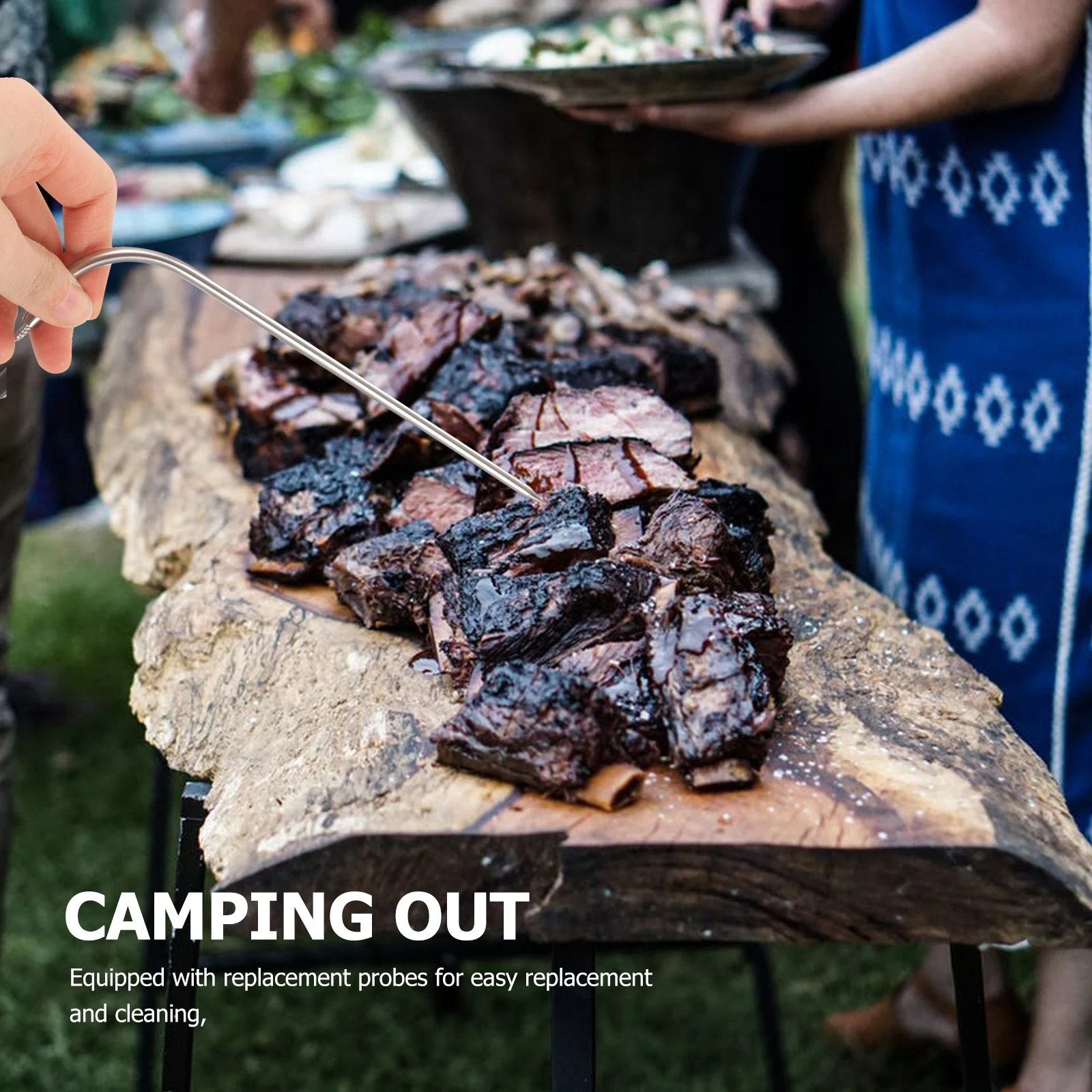 

1 Set Meat Temperature Replacement Baking Thermometer Ambient Kitchen Grill Bbq Turkey Air Fryer Probe Lightweight For Camping