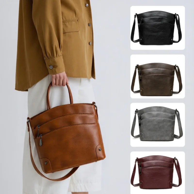 

Женская сумка через плечо большой емкости с несколькими зажимами, маленькая сумка в стиле ретро