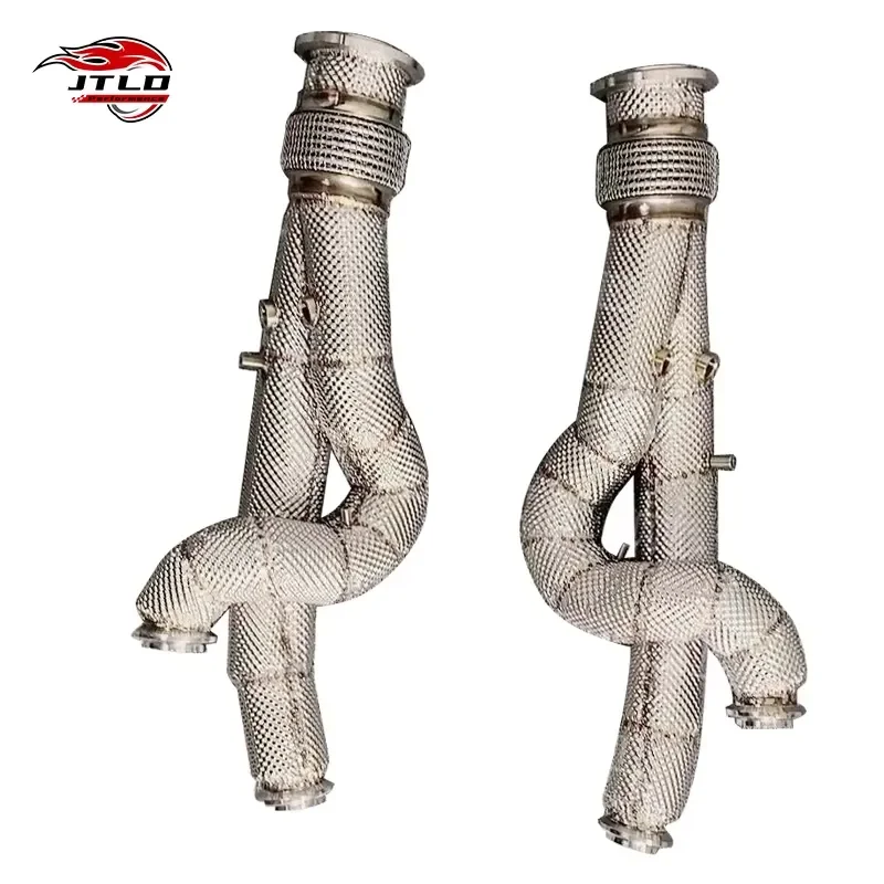 JTLD 304SS for Lamborghini Aventador LP700 Escape Exhaust Pipes Performance System Straight Pipe Downpipe with Heat Shield