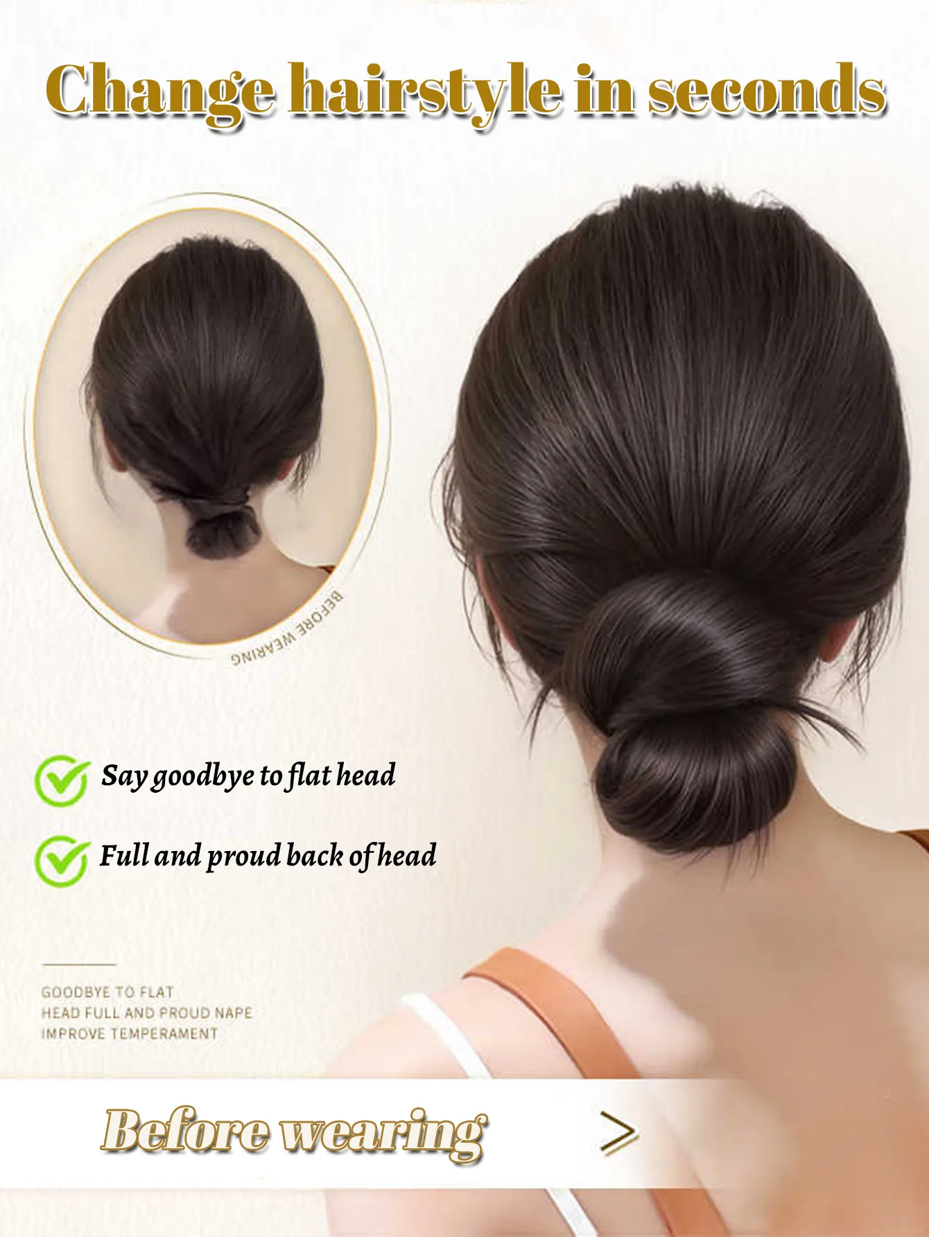OLACARE Synthetic Straight Hair Bun Ponytail Extensions Chignon Messy Bun Claw Clip in Hair Piece Scrunchie Hairpieces for Women
