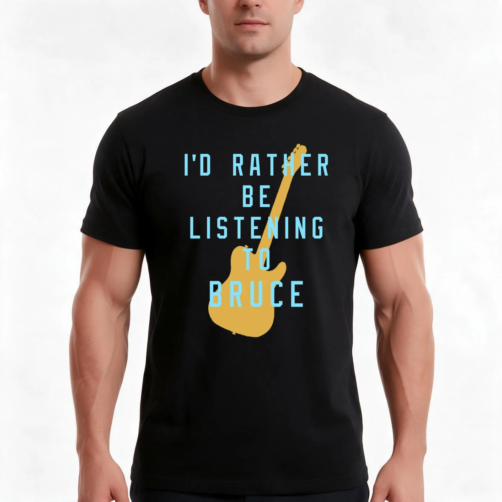 I_d Rather Be Listening to Bruce Fitted Scoop T-Shirt, Summer Casual Cotton Tee, Oversized Streetwear Tops, Unisex Men Women