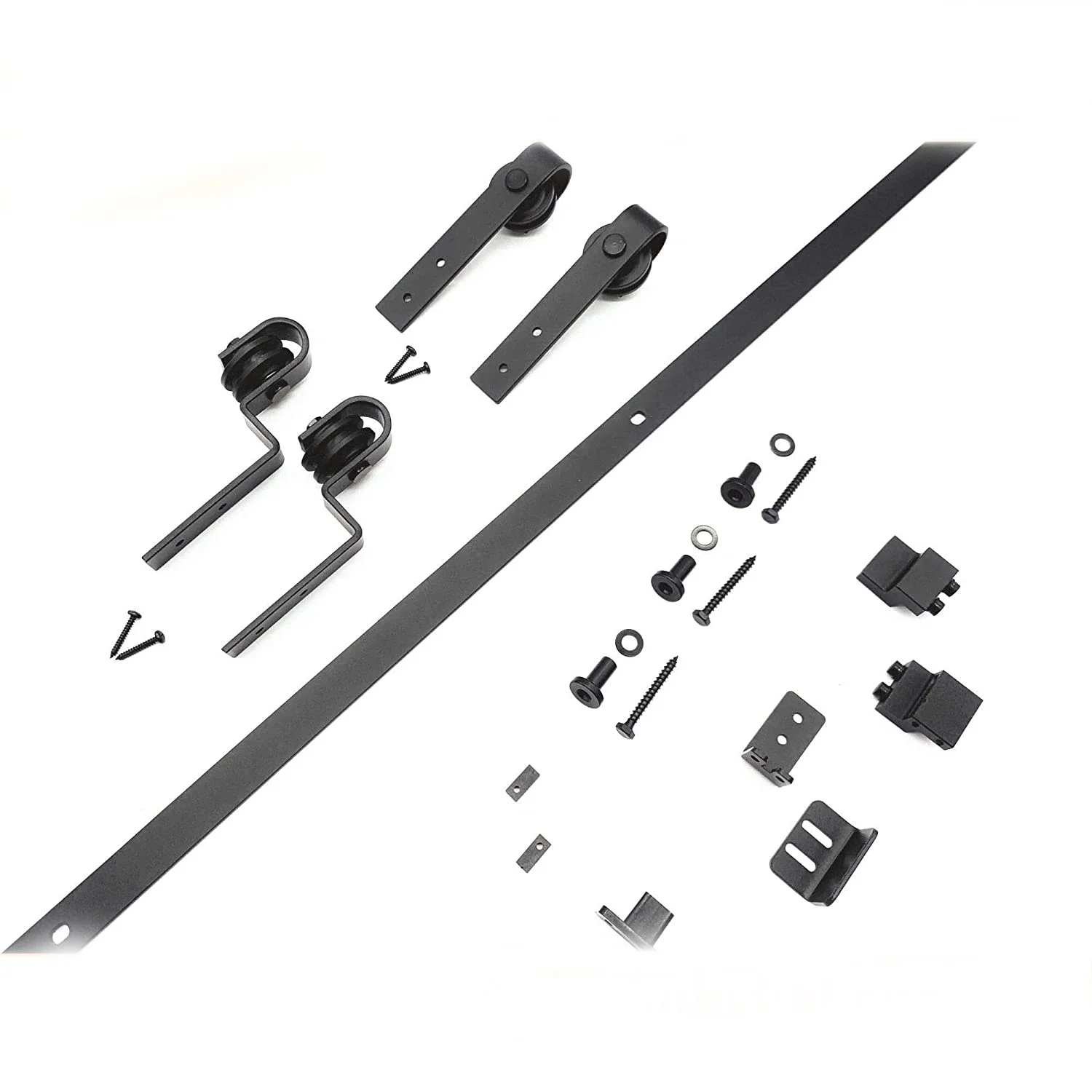 LWZH Bypass Mini Cabinet Hardware Kit Barn Door Hardware Sliding Door Hanger System for Double Door 24-96inch