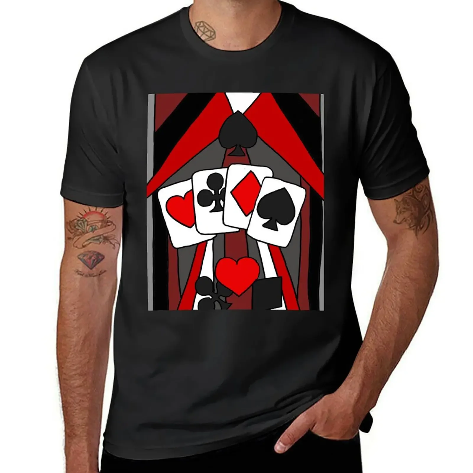 

Artistic Fun Playing Cards Abstract Art T-Shirt tees plus sizes Aesthetic clothing anime t shirts mens workout shirts