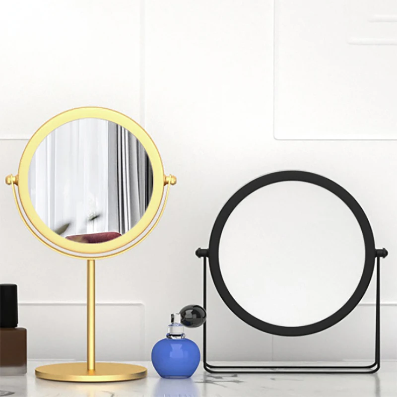 ضوء فاخر ريترو الأوروبي معدن الذهب المنزل سطح المكتب الهندسة مرآة ماكياج مرآة ماكياج عنبر #2