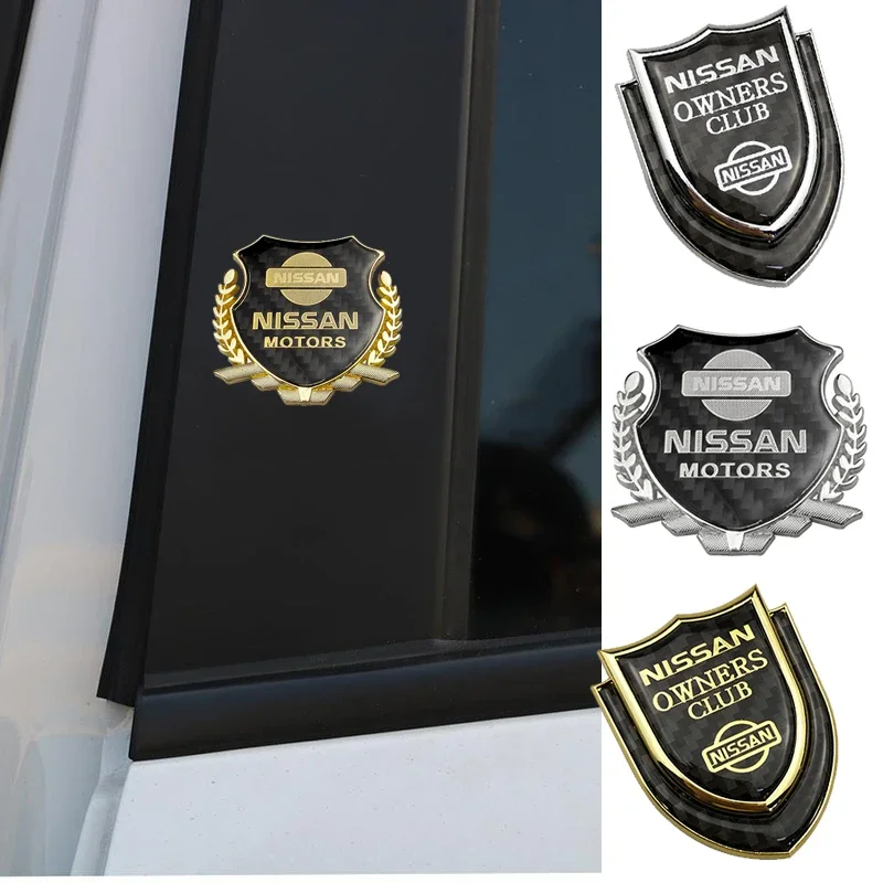 1pc Car Window Emblem Badge Sticker for Nissan Almera Qashqai J10 J11 Juke Note Versa Tiida X-Trail T32 Xterra Side Logo Styling