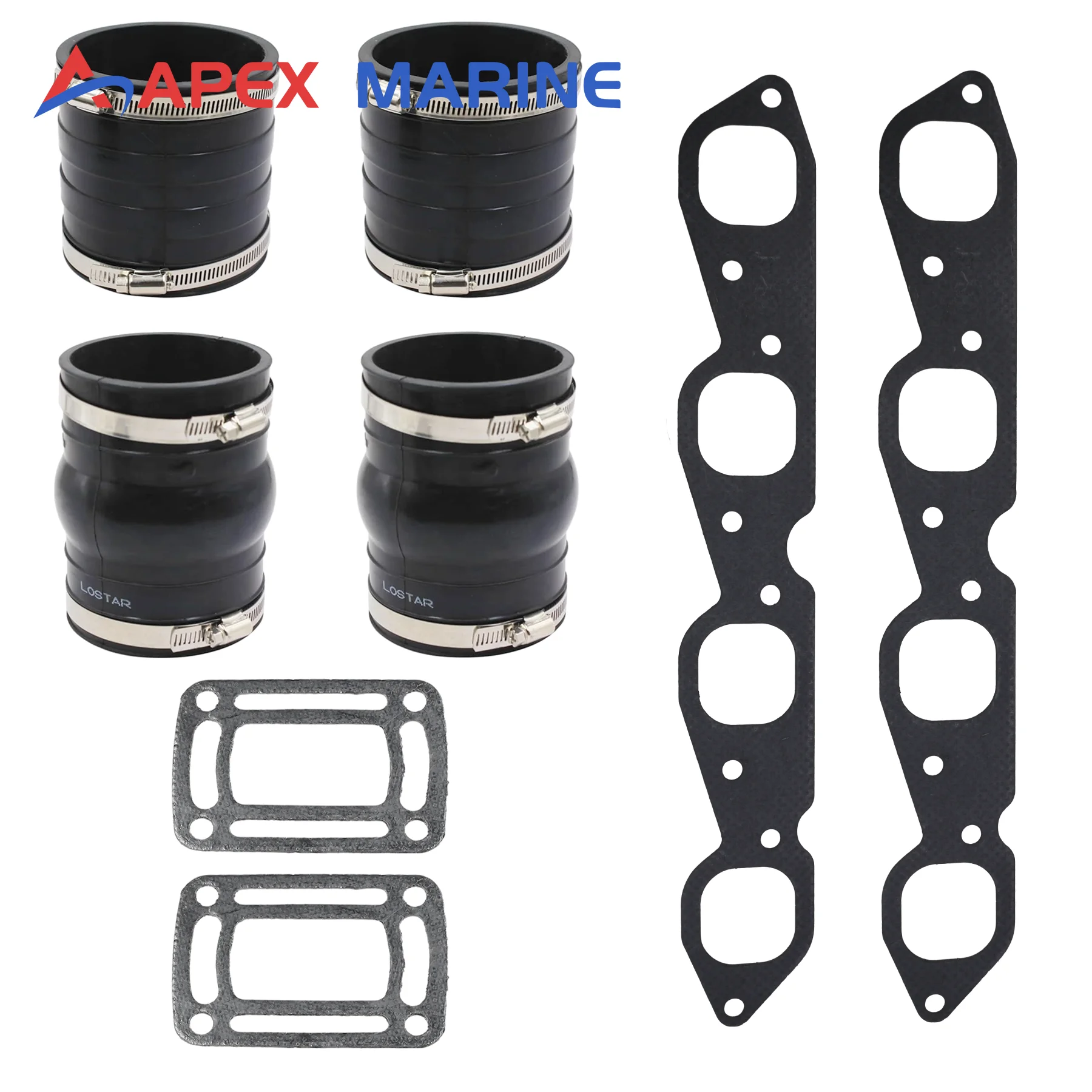 3852696 Exhaust Bellow Kit with Gasket 3852472 Fits for Volvo Penta OMC V8 7.4L 8.2L Sterndrive Motor Replacement 351325 3852741 - view 6