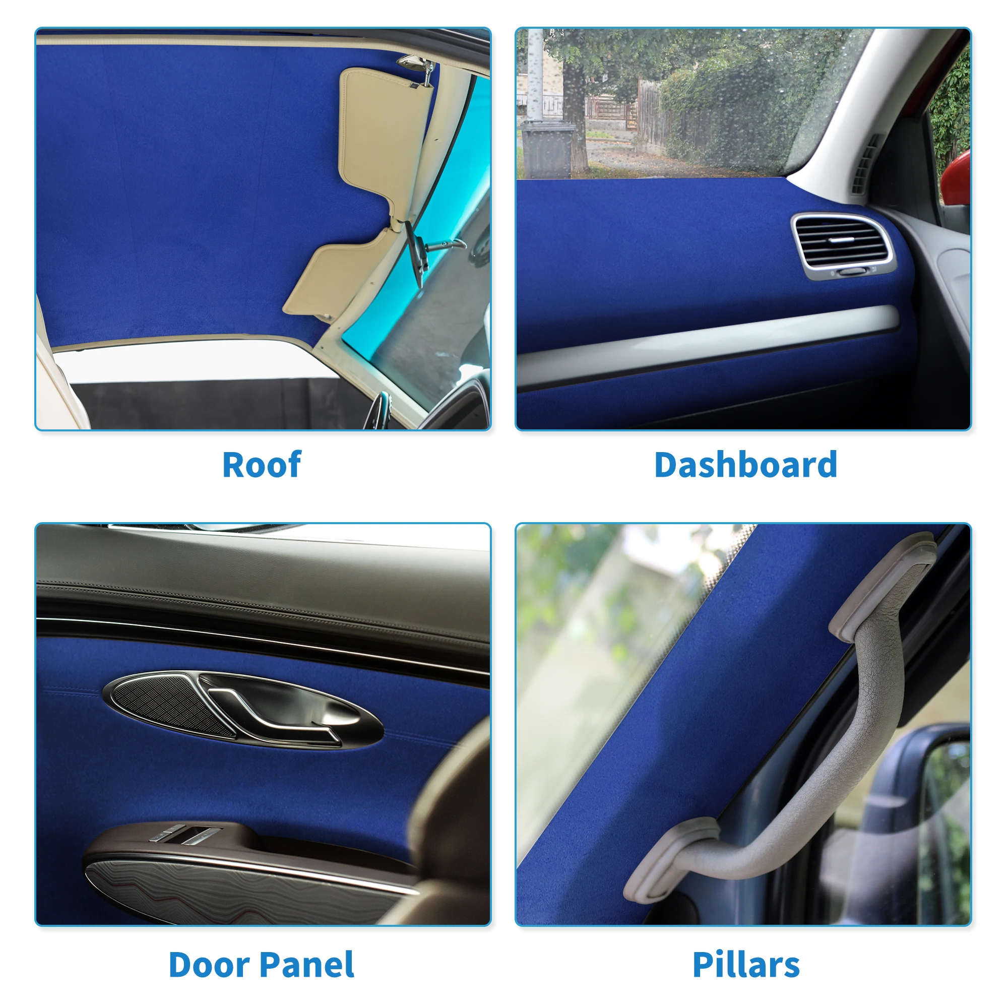 UXCELL 150G Headliner Fabric 3mm Foam Backing Interior Trim DIY Roof Repair Replacement Suede Fabric Blue 137x145cm 183x145cm