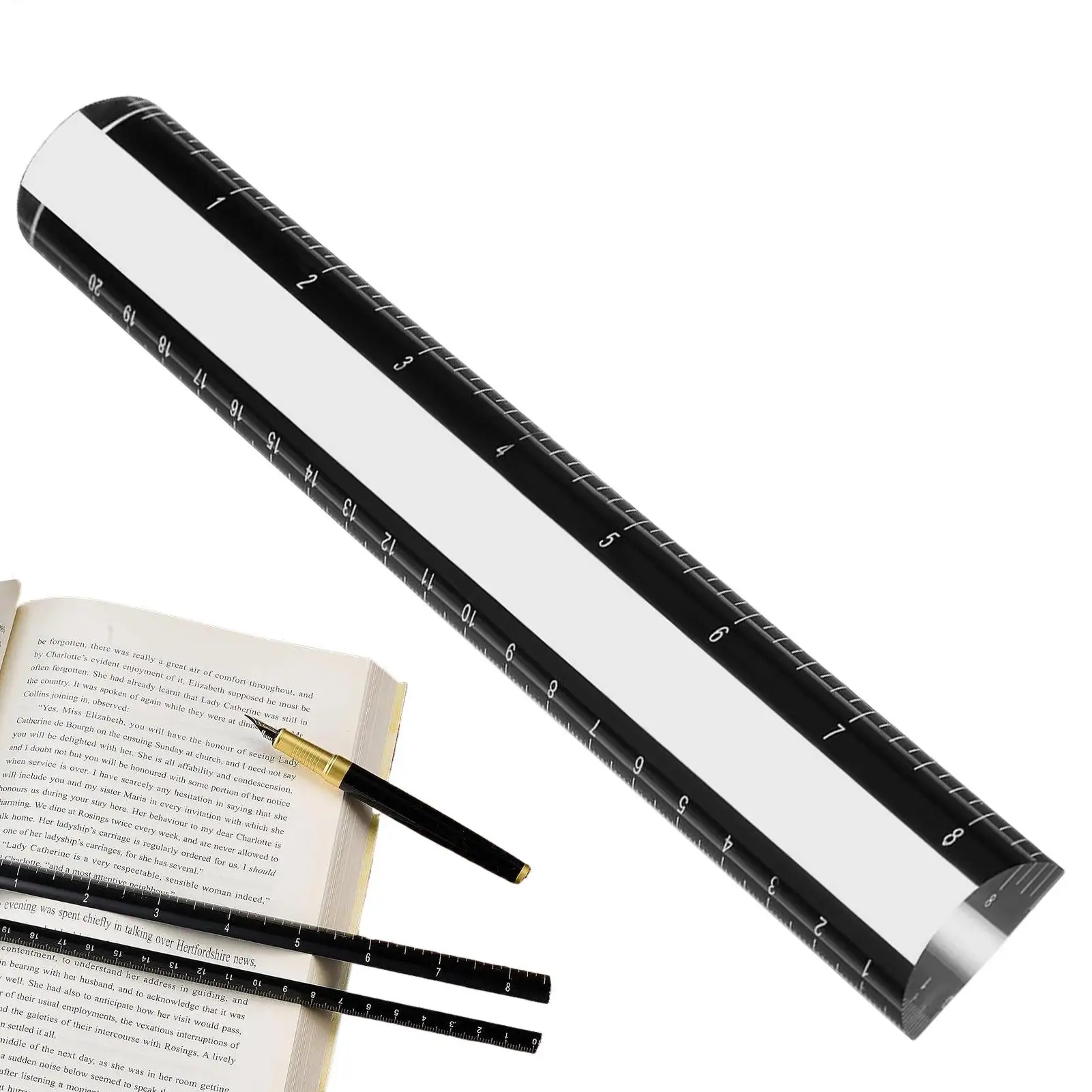 8.6 Inches Acrylic Magnifying Ruler 2X Magnifying School Supplies with Scale desktop reading magnifying glass for reading