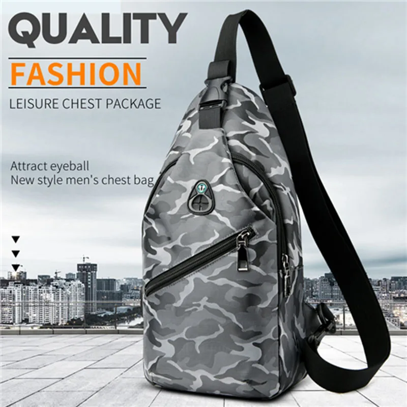 A New Men's Camouflage Shoulder Bag Usb Slung Shoulder Bag Waterproof And Dirt-resistant Leisure Trend Chest Bag