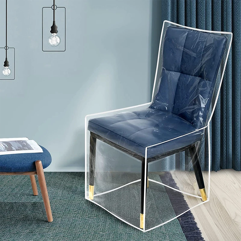 Plastic Dining Chair Covers Waterproof PVC Seat Chair Protector Short/Medium/Long Seat Dustproof Cover For Home Kitchen Bedroom