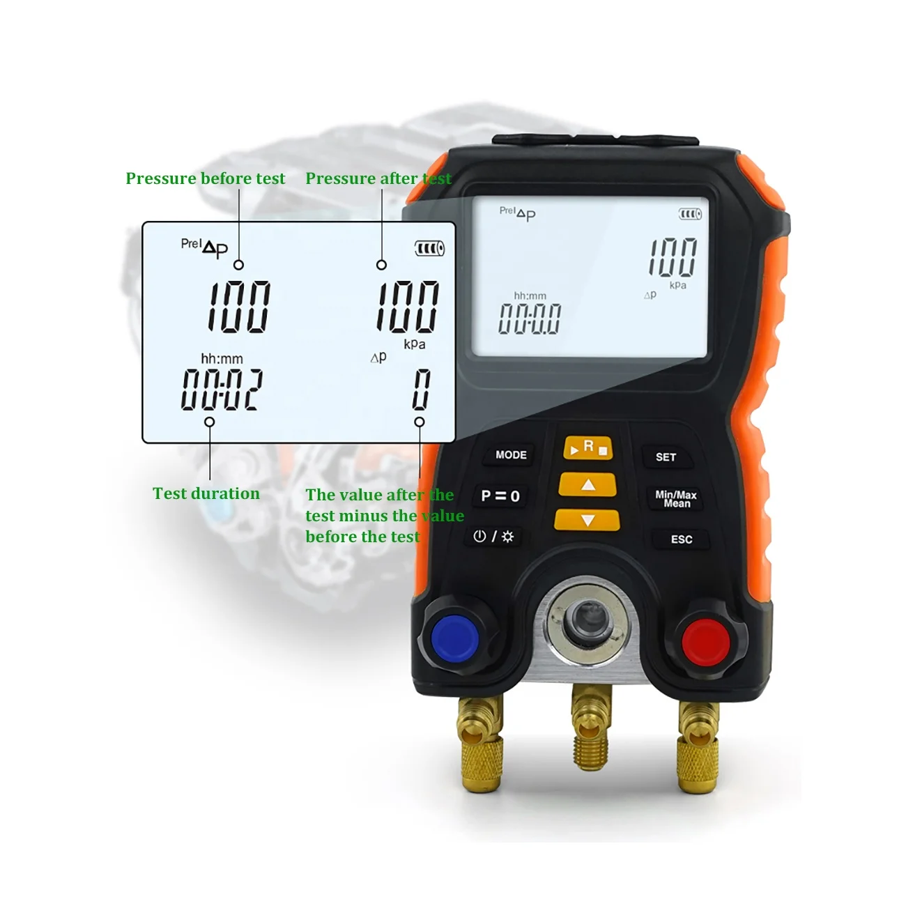 Digital Manifold Gauge Meter Hvac Pressure Temperature Tester Manometros De Refrigeracione