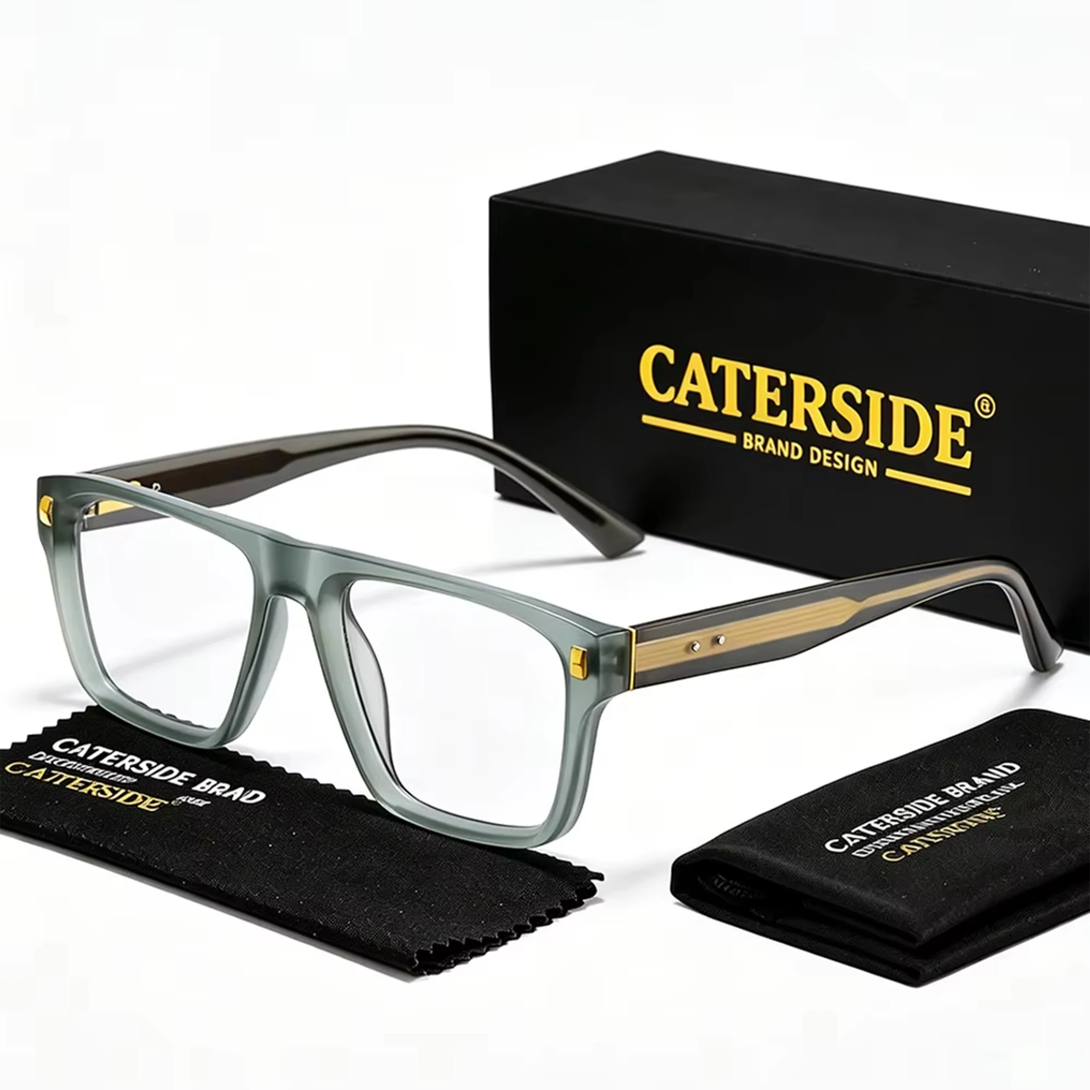 

CATERSIDE Fashion Men's Glasses Frame Square Frame Optical Glasses Frame Women's Business Travel Holiday Gift Decoration Glasses