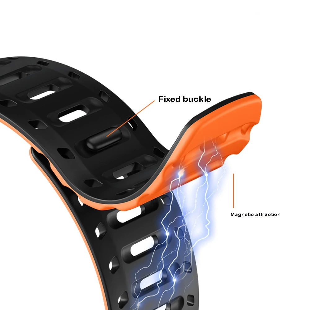 Silikonarmband für Apple Watch 42/44/45/46/49 mm, atmungsaktives Magnetblock-Armband für iwatch ultra/2 Serie 10/9/8/7/6/5/4/SE