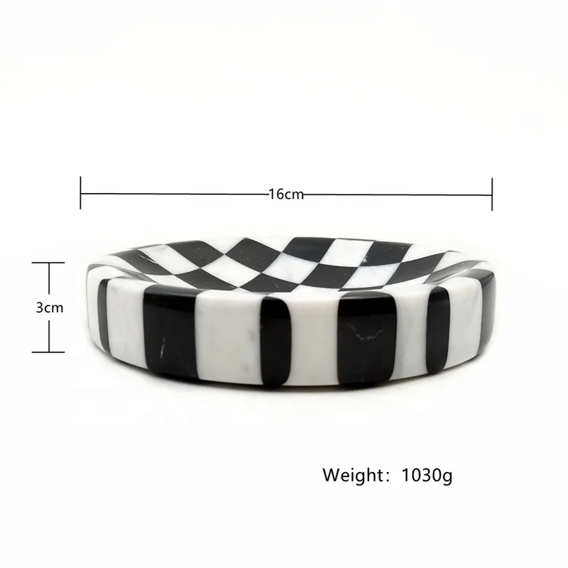 Wholesale 20pcs Custom Made Round Shape Marble Ashtray Like Checkerboard