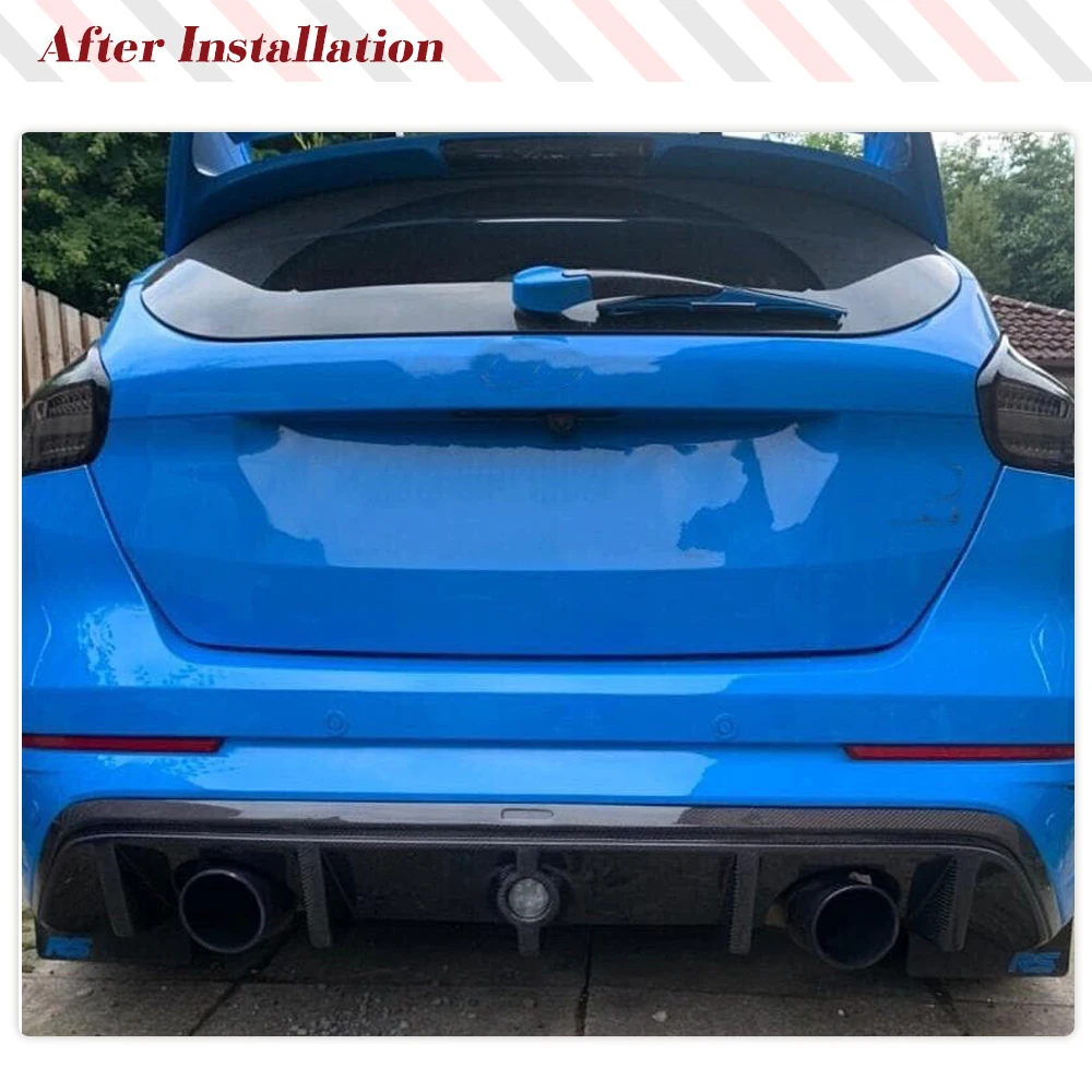 Carbon Fiber Car Rear Bumper Lip Diffuser Spoiler For Ford Focus RS Hatchback 4 Door 2016-2018 Rear Bumper Protector Lip