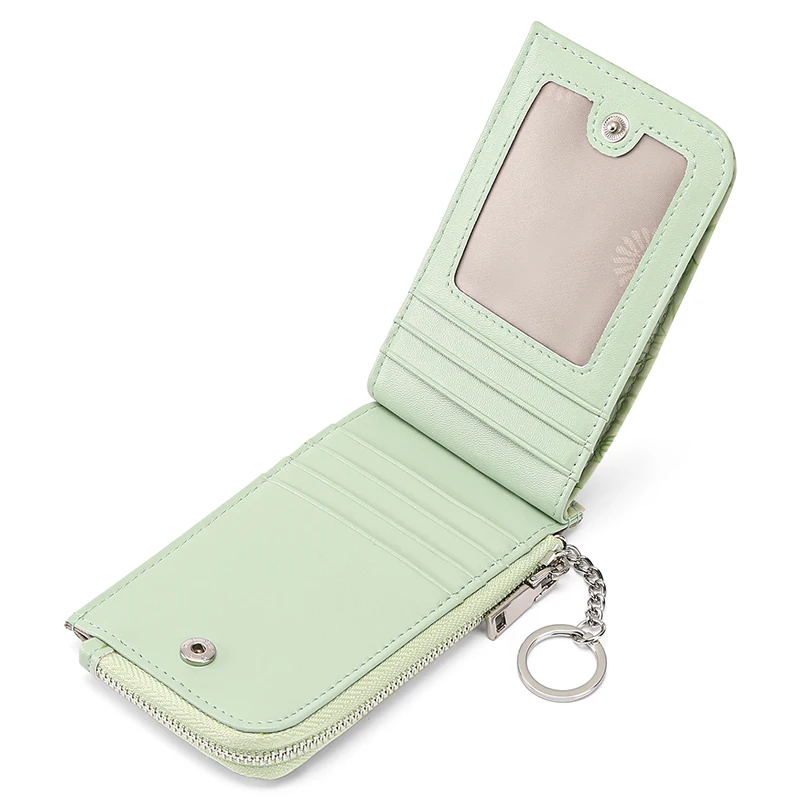 Western PU Leather Embossed Card Slots Women Wallet Large Capacity Key Chain Purse for Girls