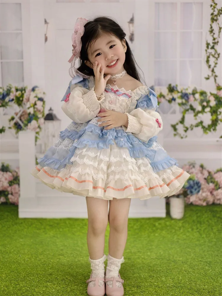 

2024 Carnival Girls Costume Kids Spanish Layered Ball Gowns For Easter Infant Kawaii Lolita Dresses Children Boutique Vestidos