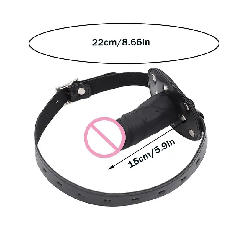 Dildo Deep Blowjob Gag Open Mouth Plug With Lock Leather Strapon Penis Butt Plug Bondage Restraint Lips For Couples Sex Toys - view 6