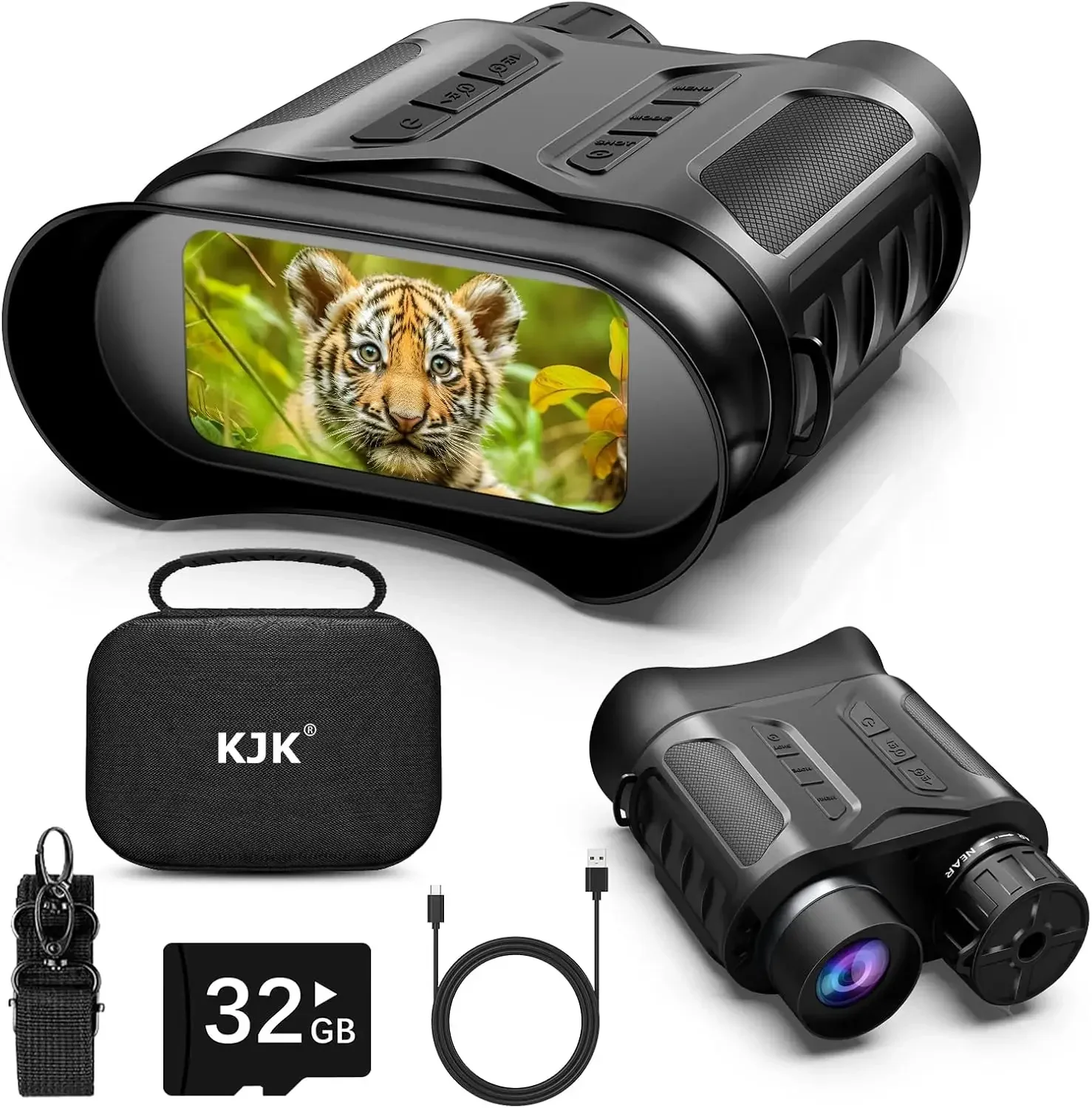 4K Digital Night Vision Goggles Binoculars for Total Darkness, Infrared Digital Night Vision, 32GB Memory Card for Photo and Video Storage, 3'' Large Screen Perfect for Hunting and Farm Monitoring