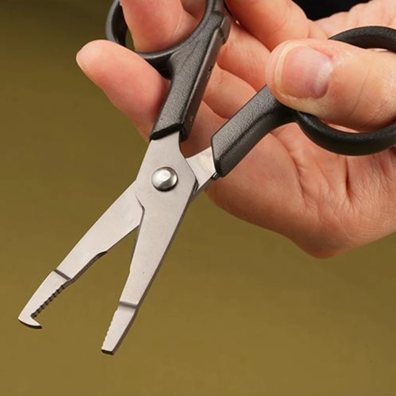 Y1UB Stainsless Steel Fishing Plier Fishes Hook Remover Braids Line Cutter Scissors With Jagged Hooked Tip Fishing Tool