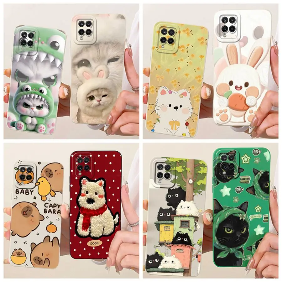 For Samsung Galaxy A12 A125F Cover for Samsung M12 M127F Case Cute Cartoon Pattern Soft Silicone Matte Proective Phone Cases