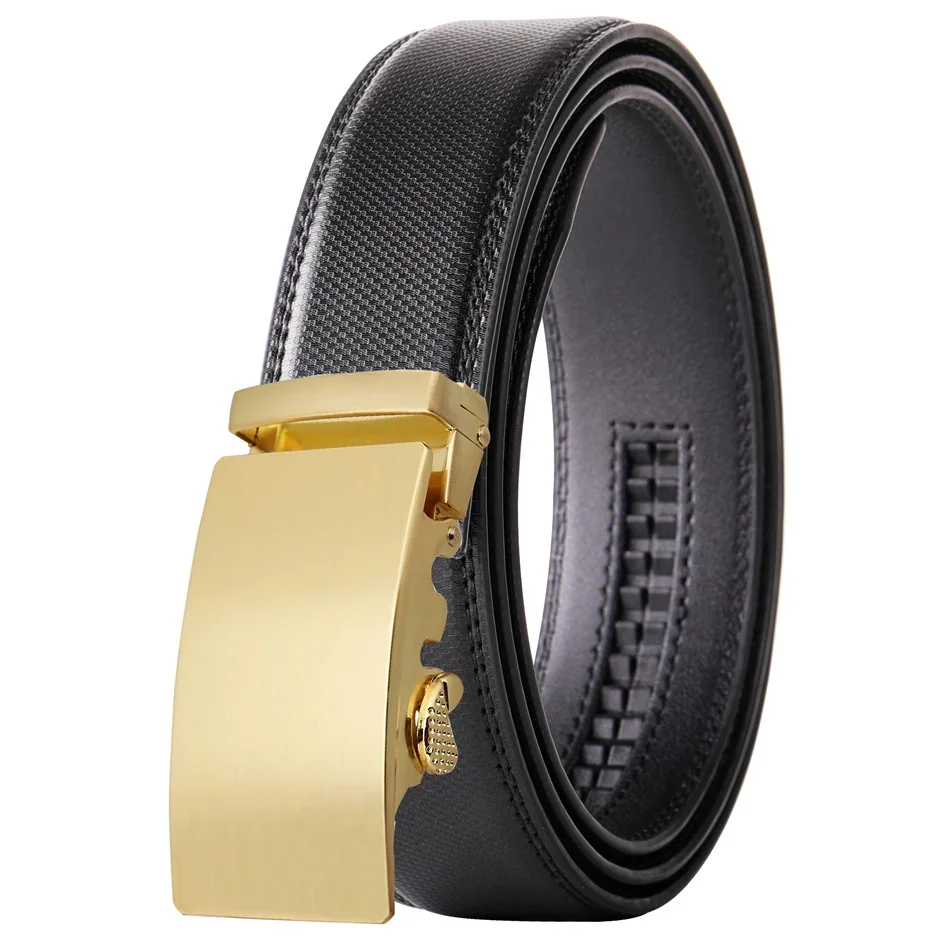 Gold Automatic Buckle Male Belt Brown Black White Blue Gray Leather Belts For Men High Quality Luxury Mens Belts Casual B514