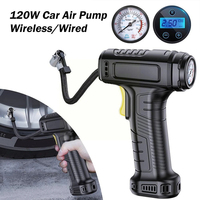 120W Car Tire Inflator Wireless/Wired Portable Car Air Compressor Electric Inflatable Pump With LED For Cars Motorcycles Bikes