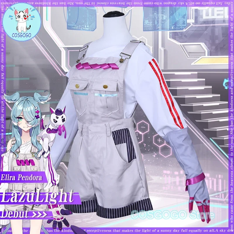 COSGOGO Nijisanji Vtuber EN Elira Pandora Overalls Cosplay Costume Halloween Outfits Women Clothing Anime Shirt Shorts