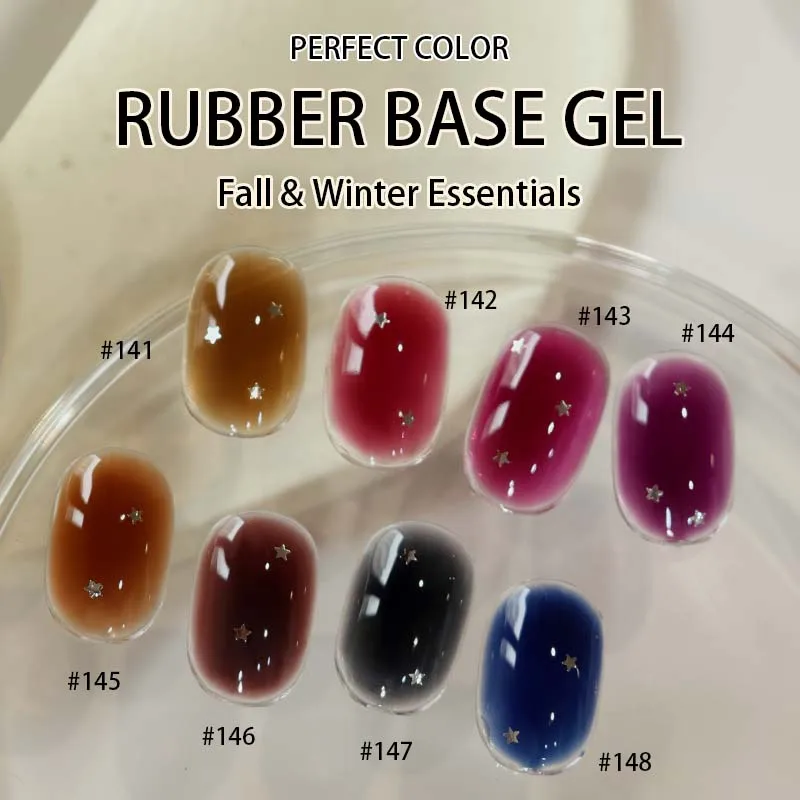 PERFECT COLOR Rubber Base Gel 12ml, Burgundy Builder Gel for Natural Nails, Self-Leveling, Nail Strengthening, UV LED Cure, DIY