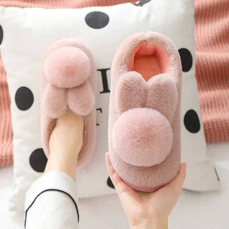 Slippers women shoes Thick bottom anti slip Plush insulation Lovers Cute Home warm slides women zapatos de mujer