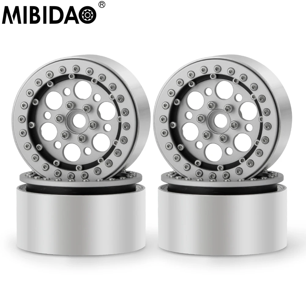 

MIBIDAO 4Pcs Aluminum 2.2" Beadlock Wheel Hub Rims For 1/10 Axial SCX10 90046 D90 TRX4 TRX6 Wraith 90048 RC Crawler Car