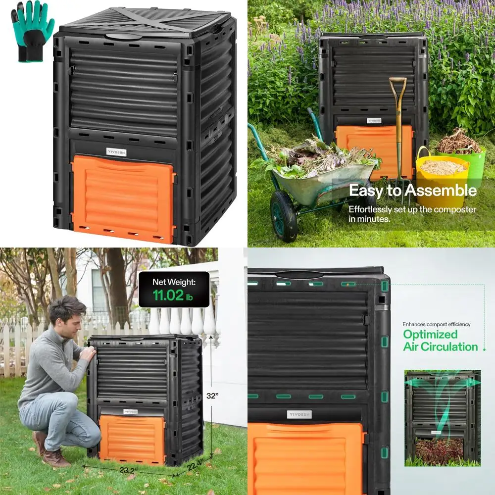 

VIVOSUN 80 Gallon Outdoor Composting Bin with Large Capacity and Easy Assembly for Efficient Organic Waste Recycling