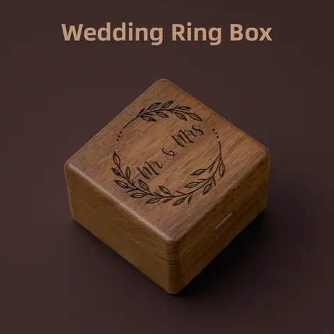 mrs & mr Wedding Ring Wooden Box Laser Engraving for wedding Ceremony Ring Bearer Ring Box Wedding band holder wedding supplies