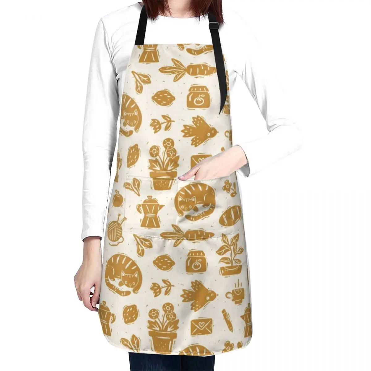 A Simple Day - Block Print Style Apron Women Kitchen barber men Apron