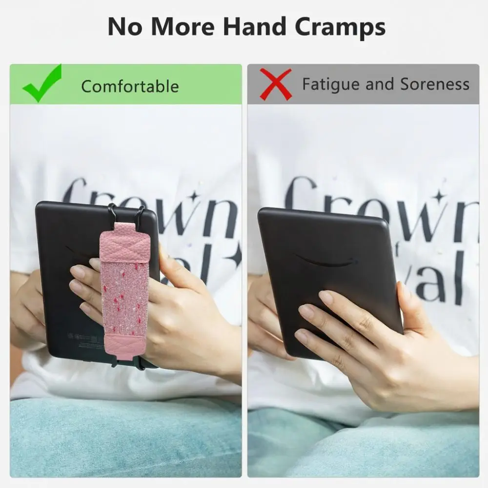 Glittery Tablet Hand Strap PU Leather Elastic Finger Grip Holder Anti Drop for Kindle/Kobo/Voyaga/Lenovo/Sony 6-8