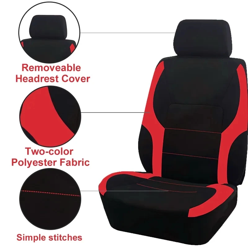 AUTO PLUS Universal Car Seat Covers Polyester Fabric Fit For Most Car Suv Trick Van Car Accessories Interior Airbag Compatible