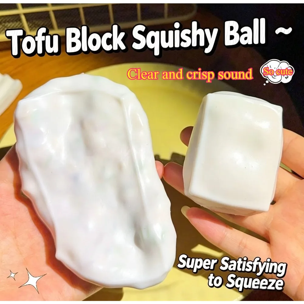 Juguete de tofu crujiente de moda, juguete antiestrés de subida lenta con sonido crujiente, regalo ideal para amigos de todas las edades