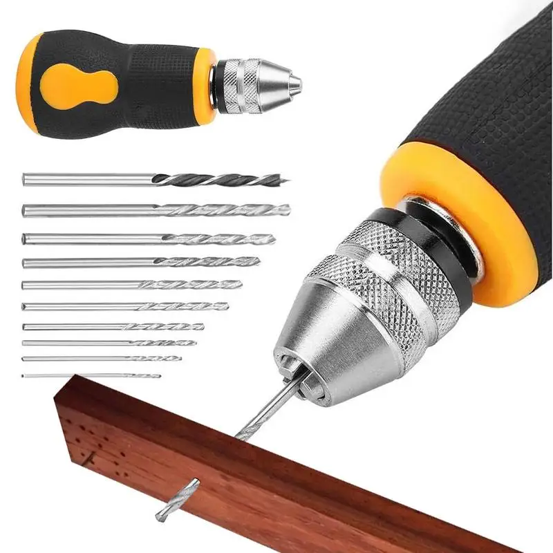 

Small Twist Drill Small Rotary Tools Manual Twist Drill Bit Set For Dremmel Rotary Non Slip Protection Hole Cutter Mini Drill