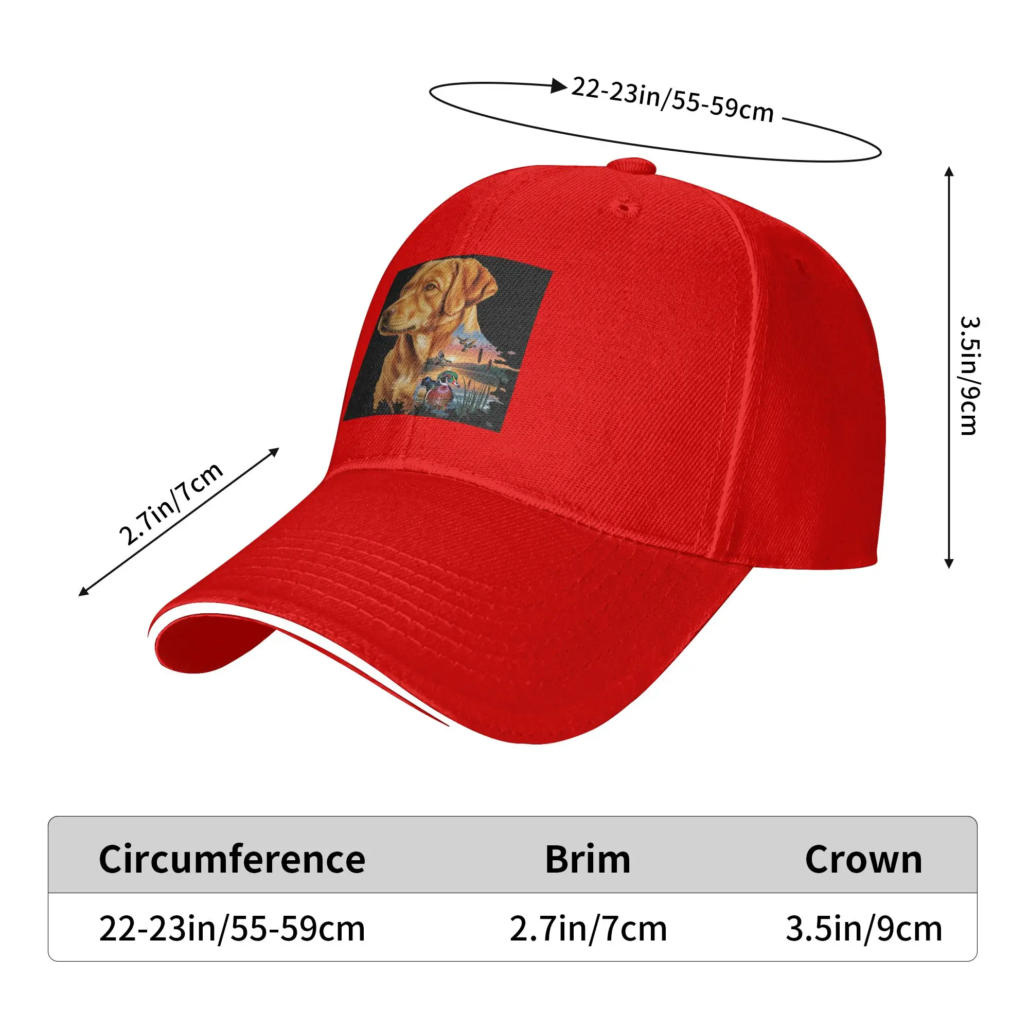 Fox Red Labrador and Wood Duck Sunrise Cap Casual Baseball Caps Adjustable Hat Hip Hop Summer Unisex Baseball Hats Customizable