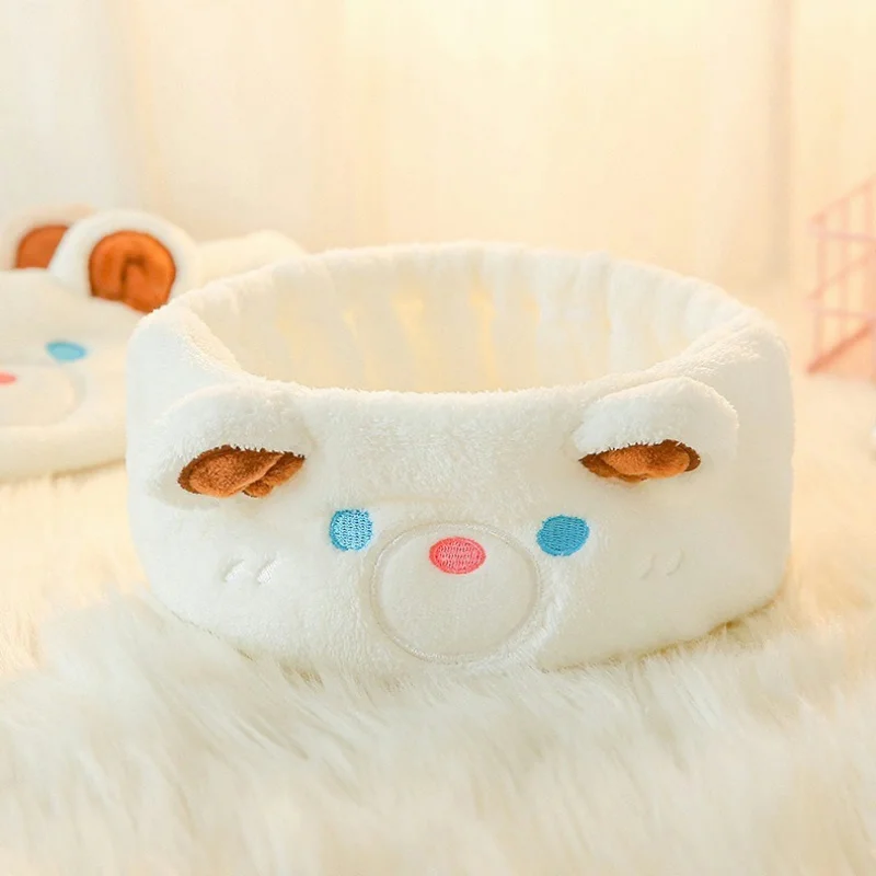 Bear Coral Fleece Facial Spa Headband Comfortable and Stylish Skincare Headband for Washing Face and Makeup